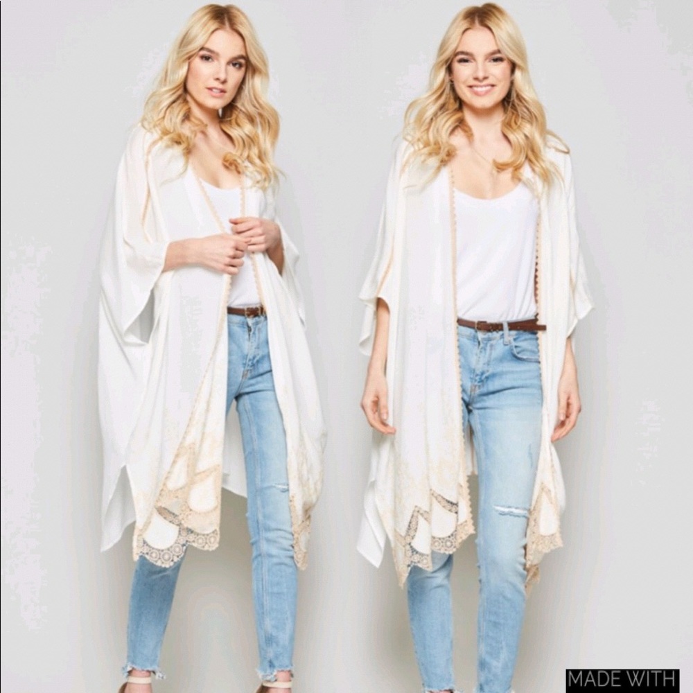 Last 1! New Gorgeous Lace Embroidered Kimono Cardi - Picture 2 of 4